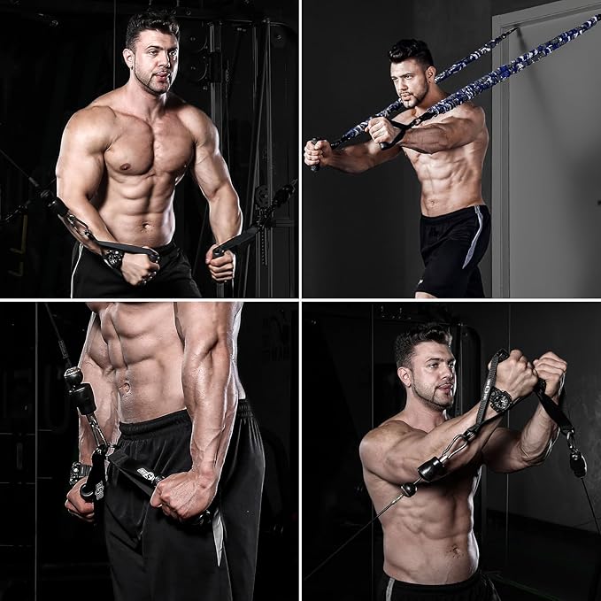 INNSTAR Upgraded Heavy Duty Exercise Handles, Cable Machine Attachments Resistance Bands With Solid ABS Core Grips, Fitness Strap Stirrup Handle Cable Attachment