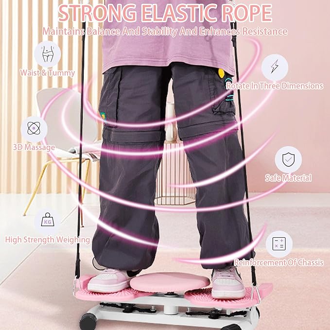 Waist Twister Board With Resistance Band - 360° Rotating Waist Twisting Machine For Core Workout Abdominal Fat Loss, Noiseless Ab Twister Machine, 330 Lbs Weight Capacity Gym Equipment