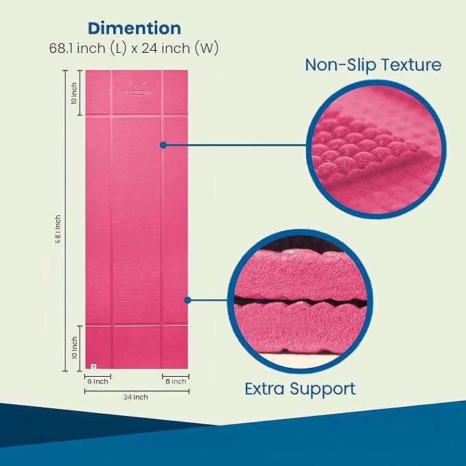 Foldable Yoga Mat Thick, in 6 Combinations; Greater Support and Protection for Joints, Body Alignment System, and Sections for Hands and Feet. Non-slip texture and water-resistant