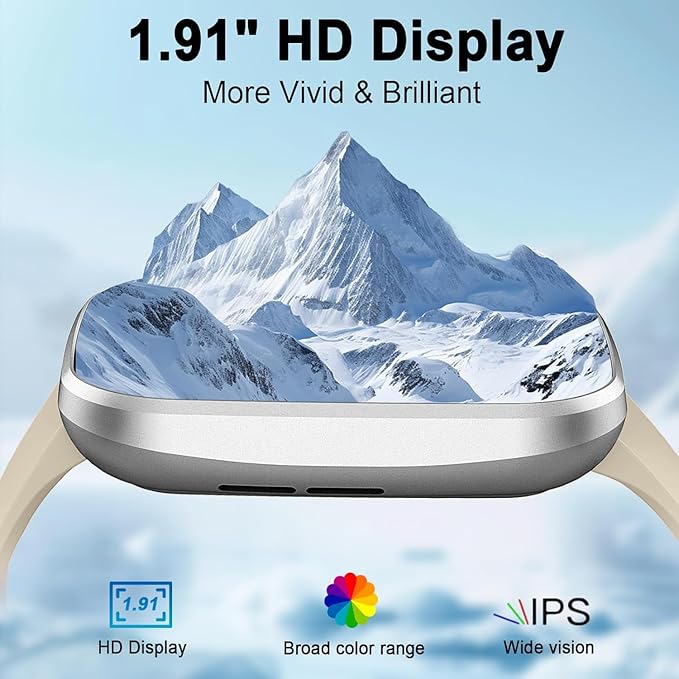 Smart Watch(Answer/Make Call), 1.91" Smartwatch for Men Women, 2025 New Fitness Watch with 110+ Sport Modes, Fitness Activity Tracke with Pedometer/Sleep Monitor/Heart Rate/IP68 Waterproof, Beige