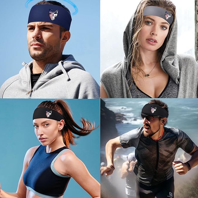 3pcs Sports Sweat Bands Headbands for Men Sweatbands Skull Workout Cooling Headbands for Men Women Running Headband Hairband Elastic Men's Head Sweat Band for Football