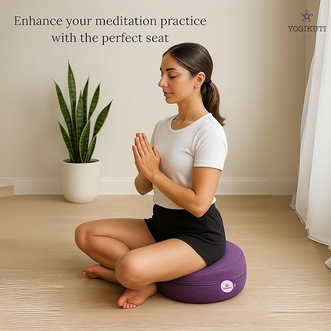 Yogikuti Meditation Cushion – 100% Pure Cotton Zafu for Comfortable Meditation & Yoga – Floor Sitting Pillow for Mindfulness & Support