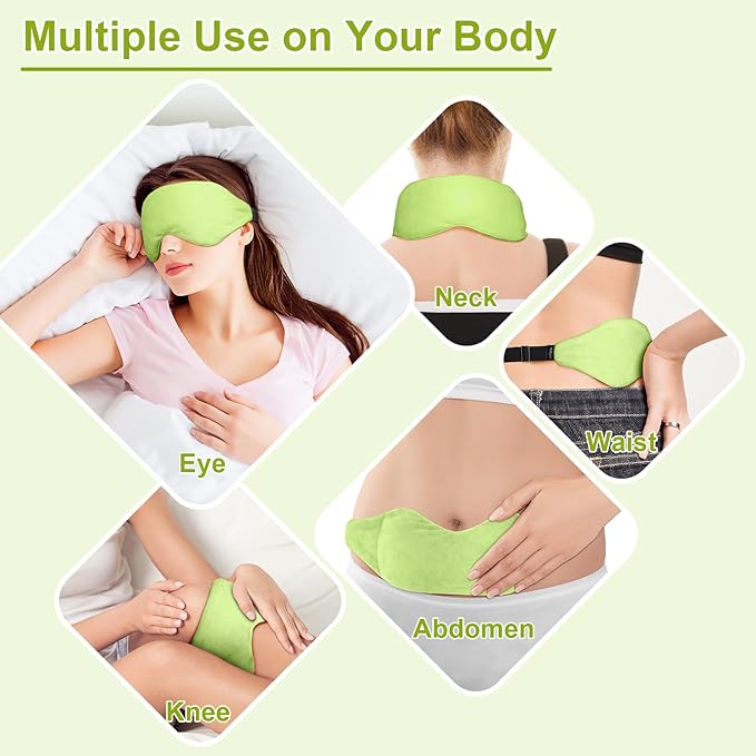 Weighted Eye Mask for Sleeping, Soft Heated Eye Mask, Moist Heat Warm Compress for Eyes, Natural Green Tea& Flaxseeds Microwave Reusable Sleep Mask, Must Haves for Women Spa, Home, Office