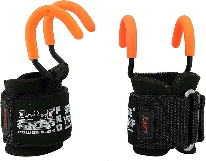 Weight Lifting Rod Hooks Heavy Duty Wrist Wraps Power Weight Lifting Training Gym Grips Straps Set of 2