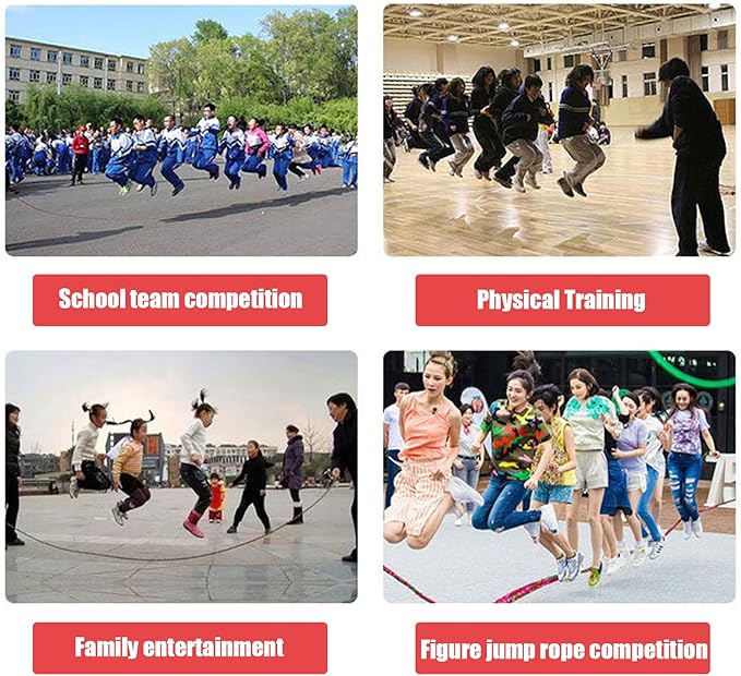 30 FT Long Jump Rope for Kids Adults,Double Dutch Jump Rope,Adjustable Skipping Ropes with High-strength Nylon Braided Rope Core,360°Rotation Not Entangled,Long Enough for 6-10 Jumpers.Red