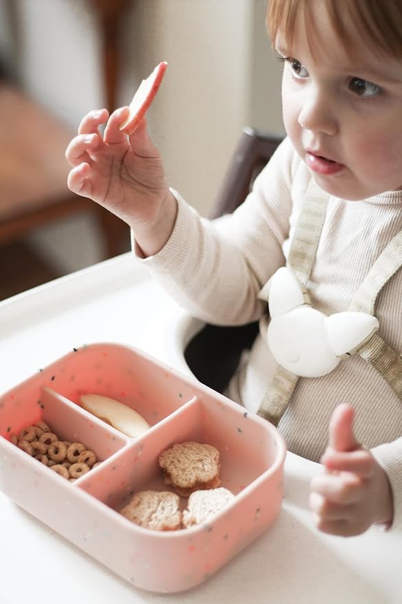 Leak Proof Bento Box Food-Grade Silicone Bento, BPA, Phthalate, Lead, & PVC Free - Bento Lunch Box for Daycare, Kids, & Adults - Leak Resistant Sets With Lids Snack Box Container (Pink)