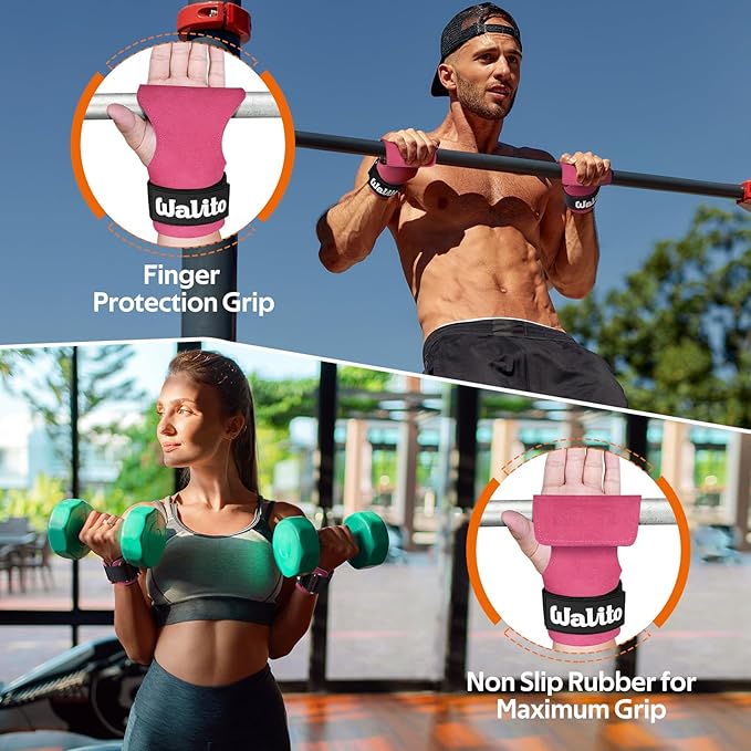 WALITO Weight Lifting Wrist Strap, Double Leather Weightlifting Wrist Straps for Gym Strength Training, Neoprene Padded Wrist Wraps - for Men & Women (Pair)