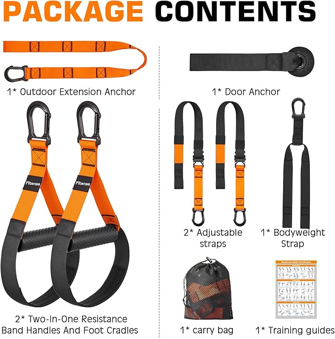 Home Resistance Training Kit, Suspension Trainer Straps with Adjustable Extension, Door Anchor, and Carry Bag – Strength Training Equipment for Full Body Bodyweight Workouts at Home or Outdoors