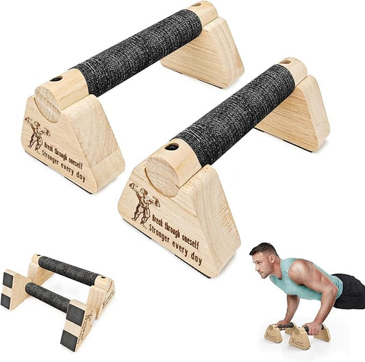 Parallettes Push Up Bars wooden, Push Up Bars for Handstand Training, Mini Handle Pumps for Men