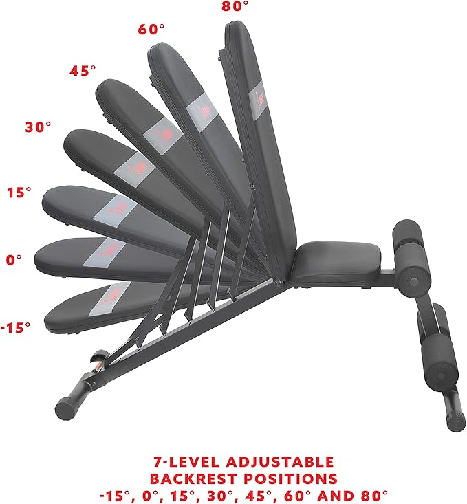 Sunny Health & Fitness Compact Premium Incline Bench Press Bar Rack Set & Optional Leg Extension Developer, Preacher Curl for Solid Strength Training Home Gym