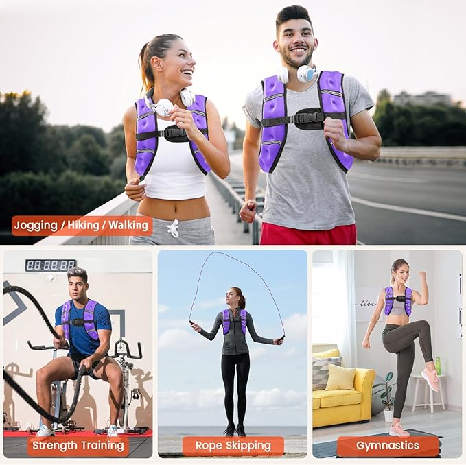 Weighted Vest, 6lb/8lb/12lb/16lb/20lb/25lb/30lb Weight Vest for Men Women, Body Weight Vests Adjustable with Reflective Stripe for Strength Training, Running, Training Workout, Jogging, Walking