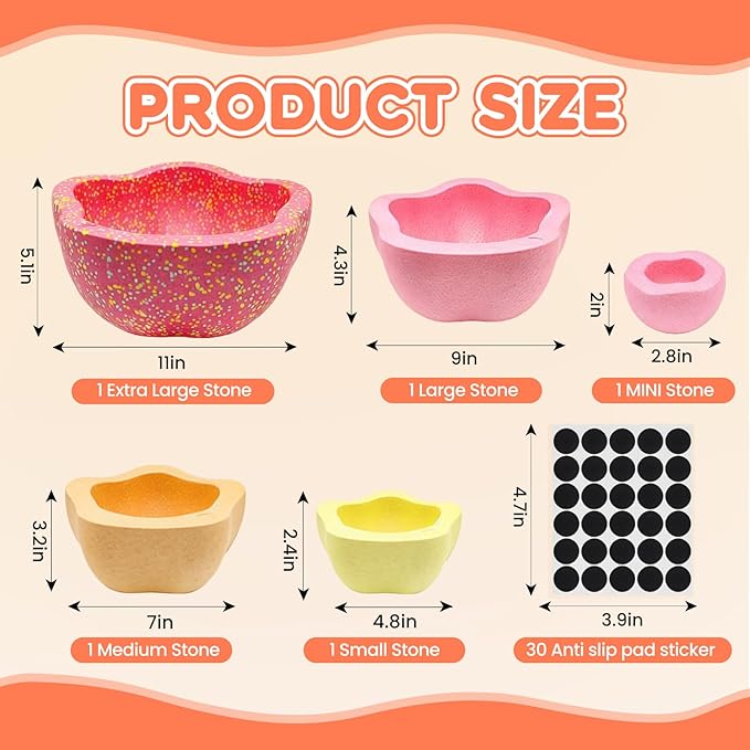 Sound Stepping Stones for Kids - 5 Pcs Non-Slip Indoor or Outdoor Balance Stones, Obstacle Course Coordination Game for Aged 3 4 5 6, Sensory Toys for Toddlers, Birthday Gifts