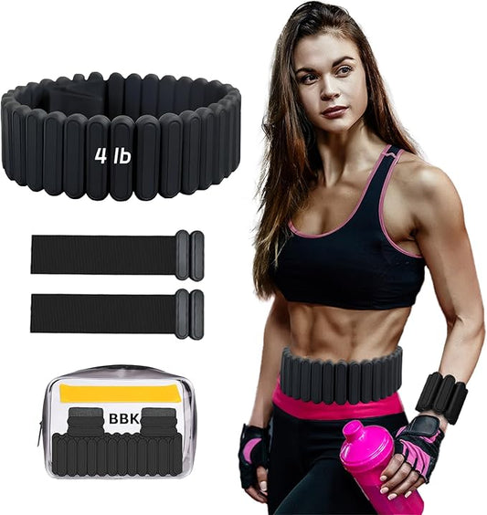 Silicone Adjustable Weighted Belt for Women & Men – DIY Weighted Walking & Exercise Belt with Removable Weights – Gym, Strength Training, Yoga, Hiking – Free Weight Adjustment for Wrist & Ankle