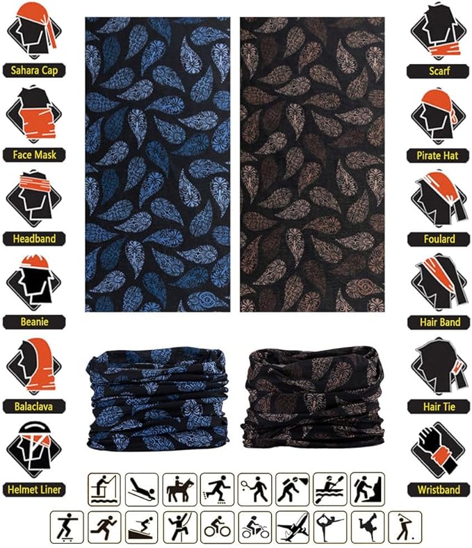 Headband Neck Gaiter Head Wrap Headwear Face Mask Magic Scarf Bandana for Men and Women