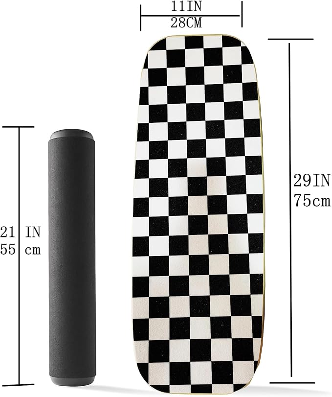 Balance Board Surf Trainer with Adjustable Stoppers - 2 Different Distance Options Balance Board for Surfing, Snowboarding, Skiing, Skateboarding, 300lbs Capacity