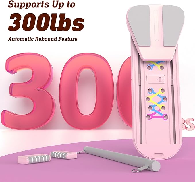 Pilates Board, Pilates Reformer Set, Pilates Machine 15-in-1 Multifunctional Abdominal Board for Home Office Workout, Foldable Portable Pilates Reformer Board for Women