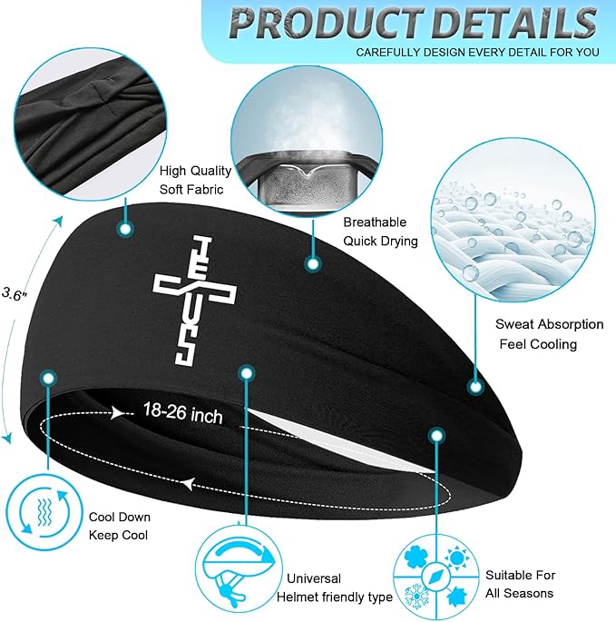 Headbands for Men Women 3pcs Sports Sweat Bands Headbands Men Sweatbands Workout Running Headband for Mens