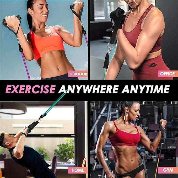 WHATAFIT Resistance Bands, Exercise Bands,Resistance Bands for Working Out, Work Out Bands with Handles for Men and Women Fitness, Strength Training Home Gym Equipment