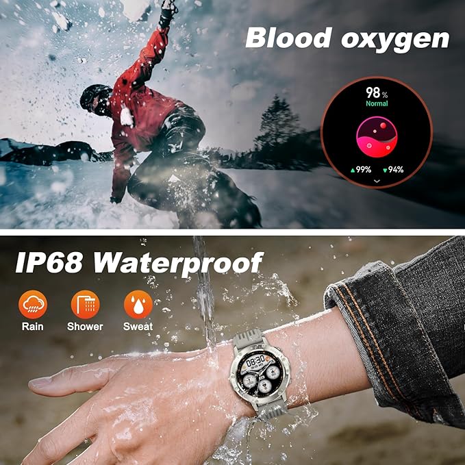 Smart Watch for Men Fitness Tracker: Bluetooth Waterproof Make Answer Call Digital Mens Watches Running Smartwatch for Android Phones iPhone Samsung Compatible Step Pedometer Sleep Heart Rate Monitor