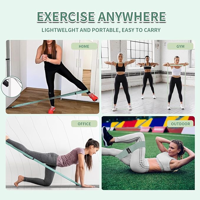 9 PCS Fabric Resistance Bands Set for Working Out, Non-Slip Exercise Booty Bands for Women & Men Leg and Glutes with Hair Ties and Tape Measure - for Home Gym Workout, Yoga, Pilates