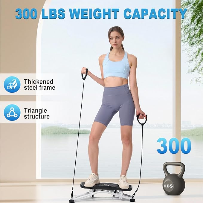 HOTSWEAT Balance Board, Ski Balancing Machine with Resistance Bands, Slide Stepper Stimulated Ski with 300 LBS Weight Capacity, Portable Balance Trainer for Full Body Workout