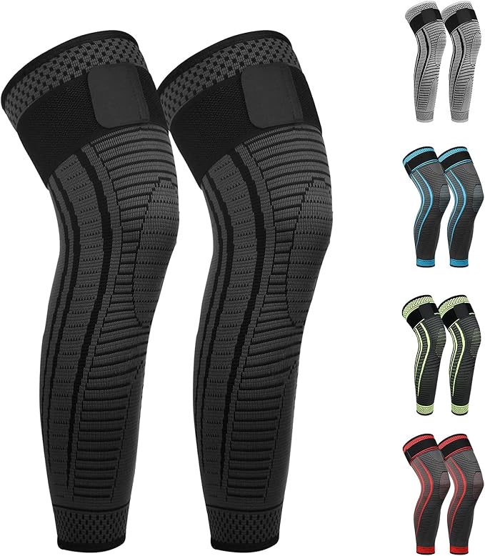 Full Leg Compression Sleeves 2 Pack Long Knee Support for Men and Women for ACJ, Meniscus Tear, Arthritis
