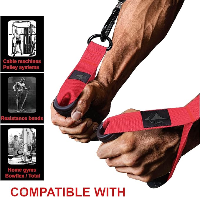 1000lbs Heavy Duty Fitness Handles - Non-Slip Rubber Exercise Grips for Cable Machines, Resistance Bands, Pulley Systems - Universal Attachment for Home & Commercial Gym Workout Equipments