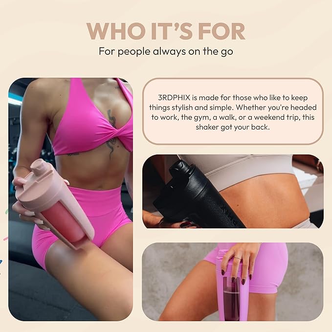 Odor-Free Fitness Bottle with Screw Lid – Round Shape, Leakproof, Eco-Friendly, Reusable Protein Shaker & Smoothie Bottle – Black, Blue, Pink, Beige, White, Purple (Pink, Pack Of 2)