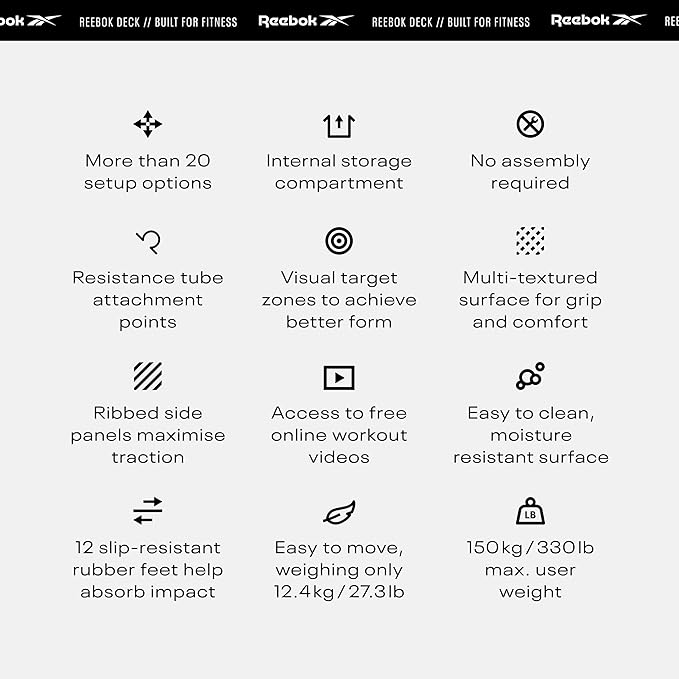 Reebok Deck Multipurpose Adjustable Bench Aerobic Strength Training Incline and Decline2