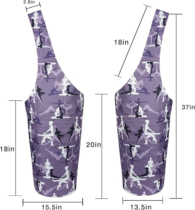 Fashion Printed Yoga Mat Bag with Large Side Pocket & Zipper Pocket Long Tote Yoga Bag Fit Most Size Mats - Holds More Yoga Accessories