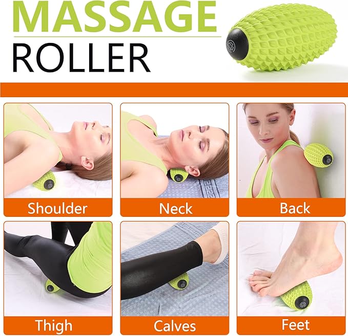 Massage Roller, Deep Tissue Massage for Myofascial Release, Muscle Roller for Exercise and Workout Recovery, Alleviating Neck, Back, Legs, Foot or Muscle Tension - Green