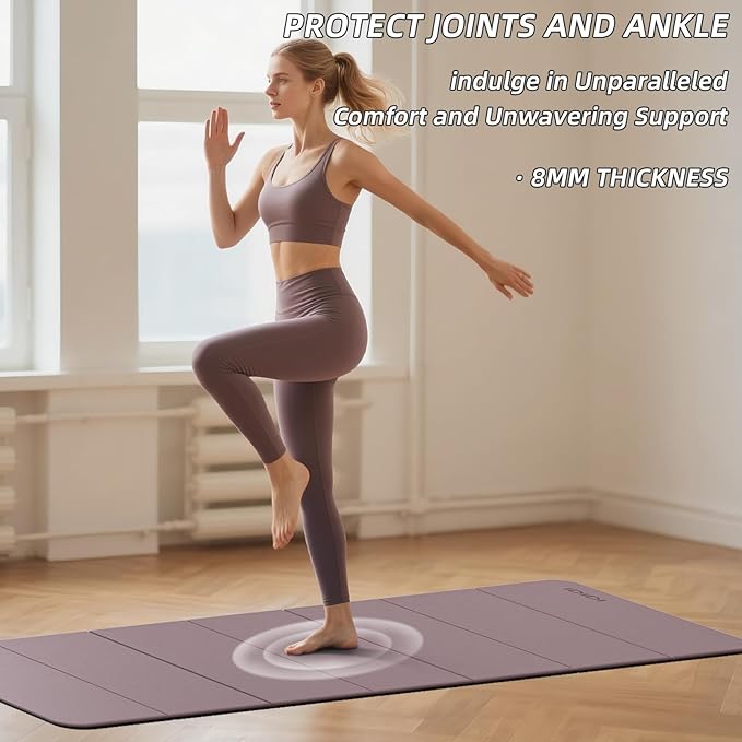 Foldable Yoga Mat Extra Thick 0.32 Inches Eco-Friendly POE Material, Non-Slip Design Fitness Mats, Multi-Purpose Workout Mats For Studio or Home Use (70 x 24 x 0.32 inches)