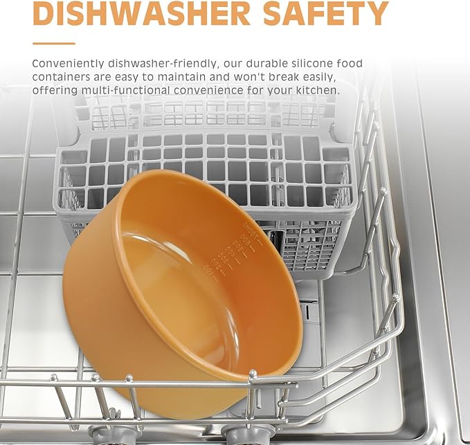 XU&PEIQI 24oz Silicone Food Storage Containers,Round Bowls with Lids - Meal Prep Containers for Kitchen Serving, Salad & Lunch - Airtight, Microwave/Fridge/Dishwasher Safe, BPA-Free (Beige)