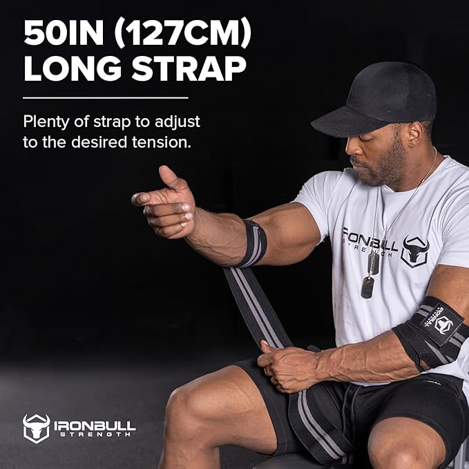 Elbow Wraps for Weightlifting (1 Pair) - 50" Elastic Elbow Braces for Weight Lifting - Elbow Support for Bench Press, Powerlifting, Fitness, & Gym Workout - Gym Elbow Straps Weightlifting - Elbow Compression Strap Brace