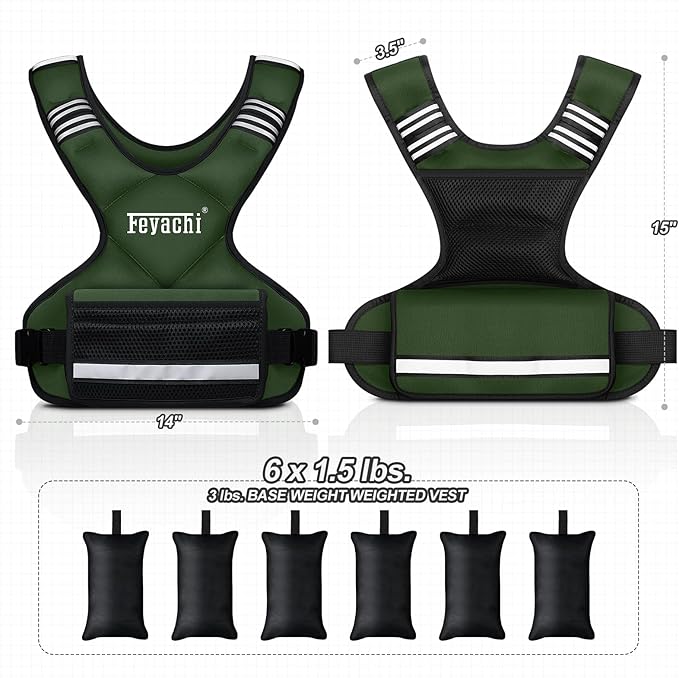 Feyachi Adjustable Weighted Vest - 3-12 lbs/12-20 lbs/20-32 lbs X Type Weight Vest with Reflective Stripe Ideal for Running Workout and Training