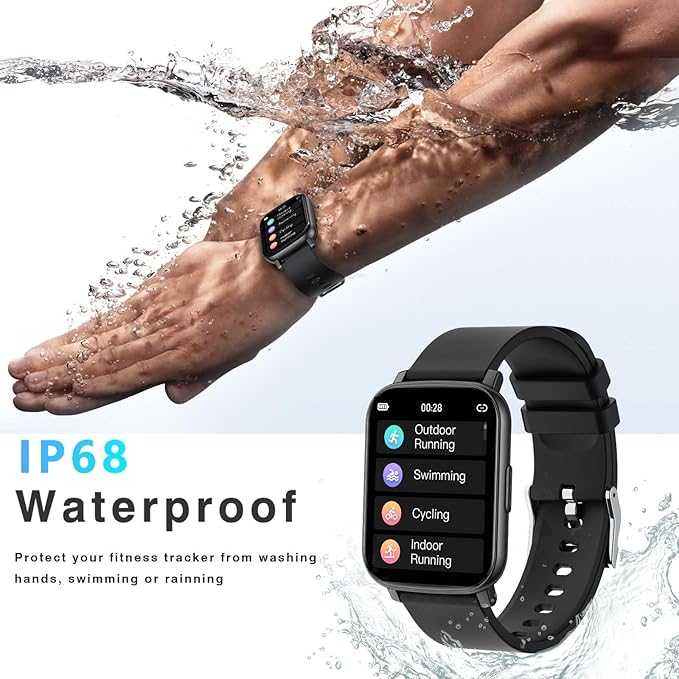 Smart Watches for Men Women, 1.65" Fitness Watch with Calories/Step Counter, 24/7 Heart Rate/BP/Sleep Tracker, Activity & Fitness Tracker with 24 Sport Modes, IP68 Smart Watch for Android iPhone