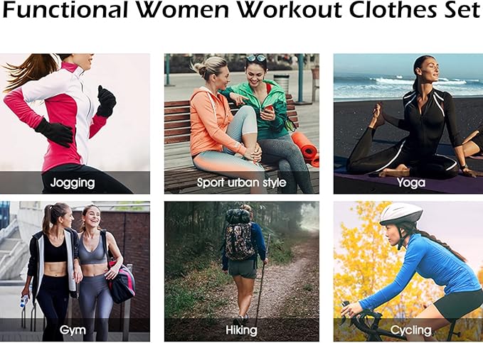Women Workout Clothes Set 5 PCS Exercise Athletic Outfits Set