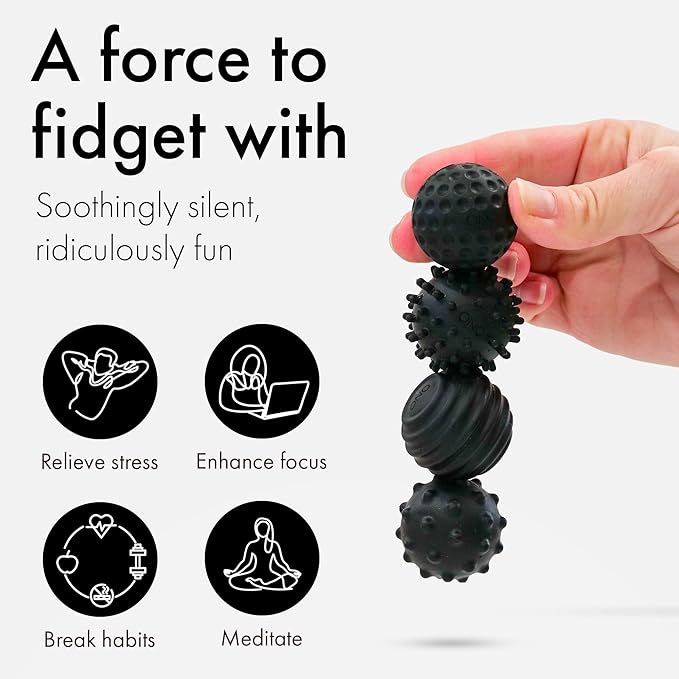 ONO Signets – Silicone Magnetic Balls with Textured Dimples, Bumps, and Waves | Fun to Play with Fidget Toy for Adults | Help Relieve Stress, Anxiety, Tension (Onyx, Set of 8)