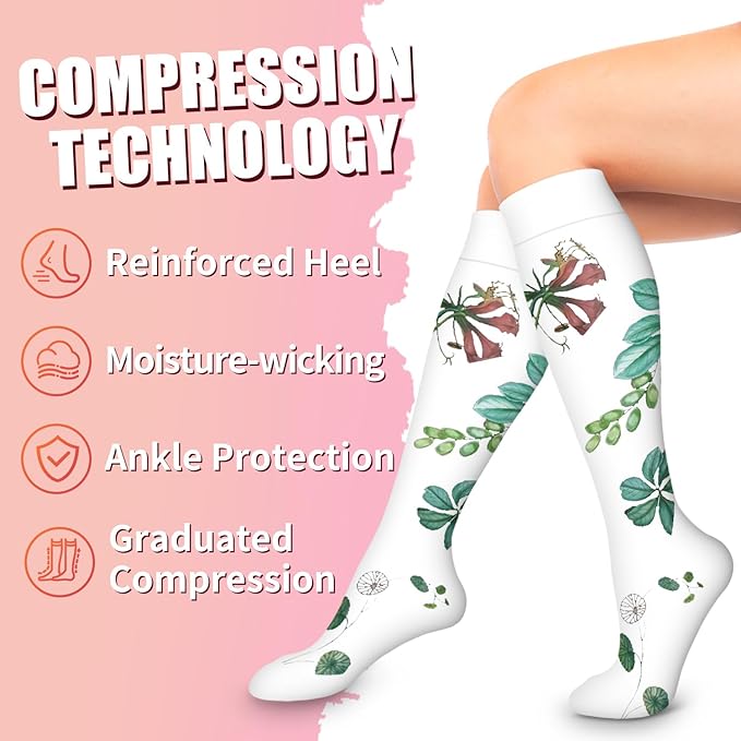 Bluemaple Compression Socks for Women & Men Circulation (6 Pairs) 15-20 mmHg is Best Support for Athletic Running Cycling