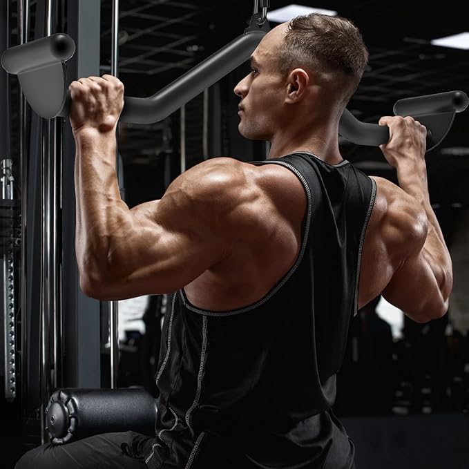 Kipika LAT Pull Down Bars Cable Machine Attachment, Rowing T-bar V-bar Set, Back Strength Training Handle Grips for Cable Machine Rowing Machine, 12" 20" 24" 28" 32" Five Sizes