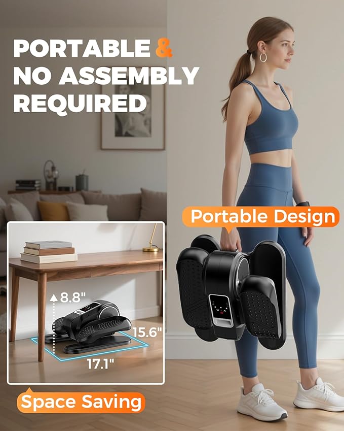 Under Desk Elliptical Machine, Ellipse Leg Exerciser as Seen on TV, LCD Display & 12 Adjustable Speed Ellipse Fit, Portable & Quiet Foot Pedal Exercise Machine, Mini Eclipse Leg Exerciser for Seniors