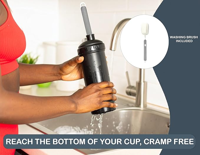 2 Pack 28 oz Protein Shaker Bottles with Wire Whisk and Washing Brush – BPA-Free, Leak-Proof Shaker Cups for Protein Shakes & Smoothies – Large Plastic Mixer Bottles – Classic White & Midnight Black