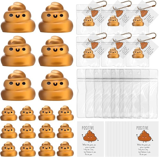 Wettarn 24 Sets Poop Gifts Inspirational Stress Ball with Support Card Positive Stress Relief Prank Poop Ball Thank You Appreciation Gift for Boss Coworker Employee Pharmacy Vet Tech Medical Assistant