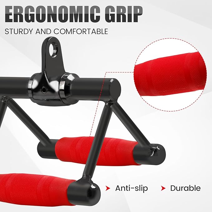 V-shaped Bar Straight Rotating Bar Curl LAT Pull Down Bar D Handle Double D Row Handle With PU Grip Environmentally Odorless, Lat Pulldown Attachments Cable Machine Attachment for Home Gym