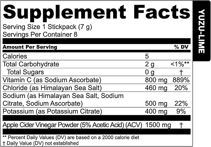 Essential Elements Hydration Packets - Yuzu Lime Pack - Sugar Free Electrolytes Powder Packets - 25 Stick Packs of Electrolytes Powder No Sugar - Hydration Drink - with ACV & Vitamin C