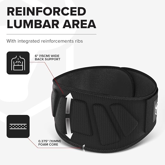 Weightlifting Belt For Men and Women - 6 Inch Auto-Lock Weight Lifting Back Support, Workout Back Support for Lifting, Fitness, Cross Training and Powerlifitng