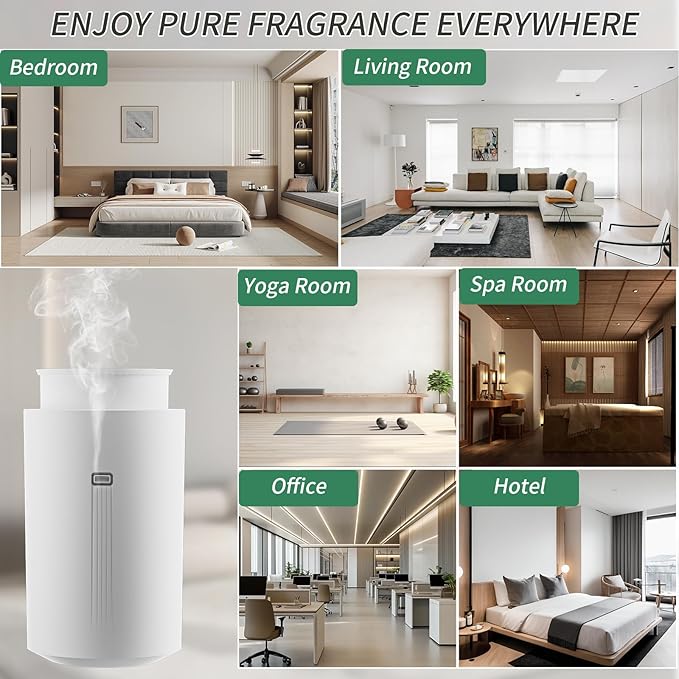 Scent Air Machine for Home, 1500 Sq. Ft Coverage Hotel Collection Diffuser with Smart Cold Air Tech, Whole House Fragrance, Bluetooth Waterless Oil Diffuser for Large Room, Hotel, Spa, Office