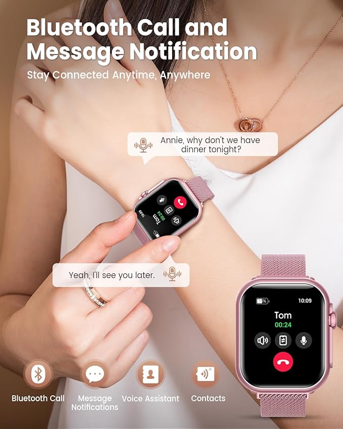 Smart Watches for Women Men Fitness: Smart Watch for iPhone&Android Bluetooth Call with 30 Day+Battery Life SpO2 Sleep Heart Rate Monitor,IP68,Fitness Tracker with 120+Sport,Reloj Inteligente, 2 Bands