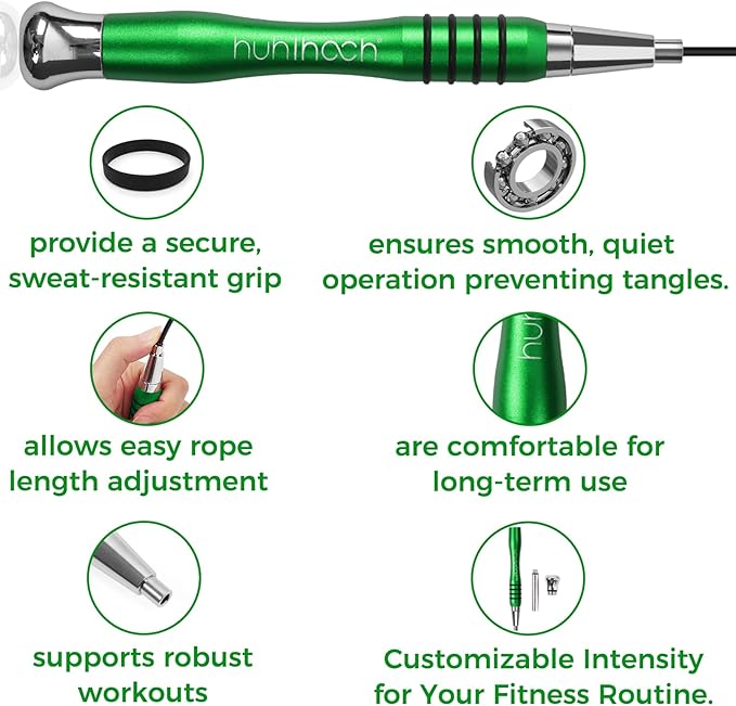 High Speed Jump Rope - Self-Locking No-Screw Design, Weighted Jump Rope, 360° Fast Rotation, Silicone Textured Design, Non-Slip, Includes 2 Speed Ropes Cables for Optimal Fitness Training & More - CrossFit Jump Rope.