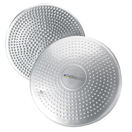 THERABAND Stability Disc, 13-Inch Silver, Latex-Free, Pre-Inflated Balance Cushion for Core Strength, Wobble Seat for Posture & Active Sitting, Wobble Disc for Office Chair or Rehab